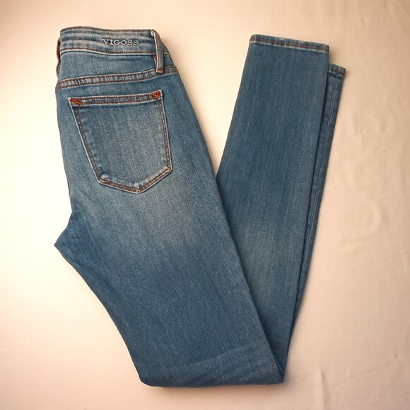Vigoss Denim Jeans Size 27/4 Jagger Skinny Mid Rise Medium Wash Distressed - Picture 1 of 10